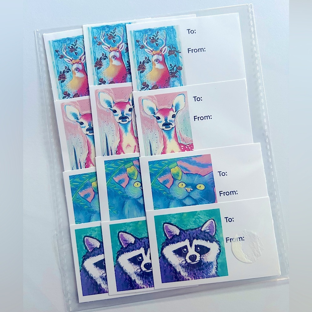 12 pack gift tag stickers assorted designs